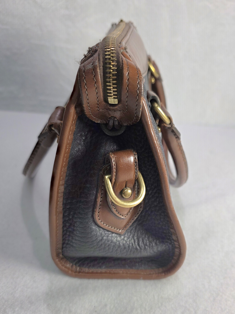 Vintage Dooney & Bourke All Weather Leather Satchel Black Pebbled Leather - Picture 5 of 12